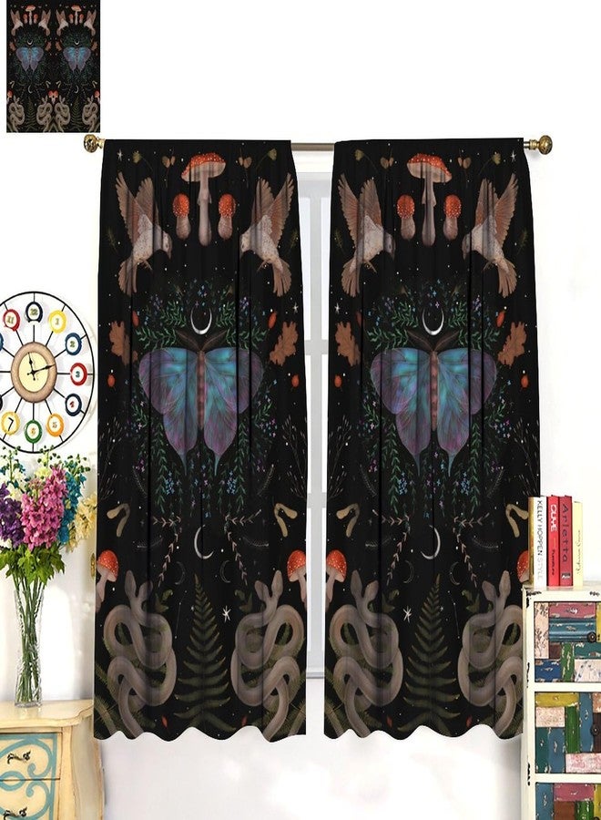 KANEPE Snake Curtains, Vintage Snake Mushroom Botanical Moth Gothic Style Window Treatments, Rod Pocket Thermal Insulated Drapes 2 Panel Sets for Bedroom Living Room Kitchen, 42" W x 45" L【Decor】 - Image 3